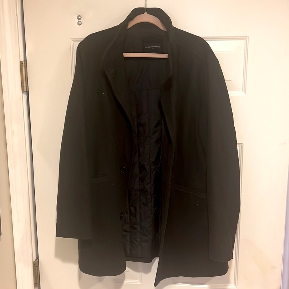 Mens Banana Republic pea coat black Medium